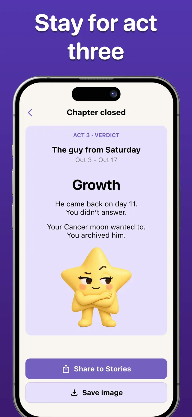 Stay for act three. The guy from Saturday’s story closes with a verdict, Growth, and a card to share.